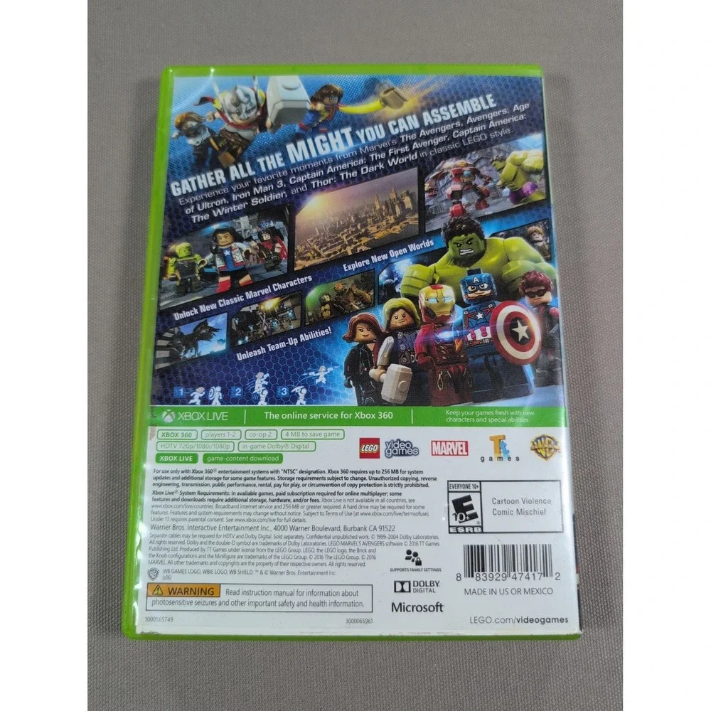 WB Games LEGO Marvel's Avengers Xbox 360 Video Game No Manual Tested